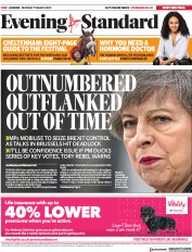 London Evening Standard () Newspaper Front Page for 12 March 2019