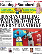 London Evening Standard () Newspaper Front Page for 12 April 2018