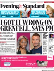 London Evening Standard () Newspaper Front Page for 12 June 2018