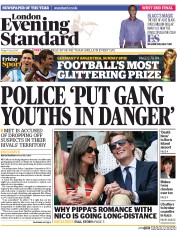 London Evening Standard () Newspaper Front Page for 12 July 2014