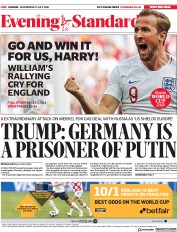London Evening Standard () Newspaper Front Page for 12 July 2018