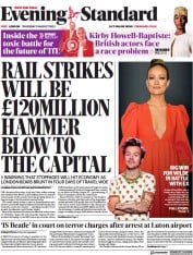 London Evening Standard () Newspaper Front Page for 12 August 2022