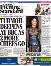 London Evening Standard () Newspaper Front Page for 13 November 2012