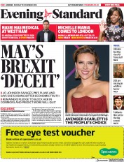 London Evening Standard () Newspaper Front Page for 13 November 2018