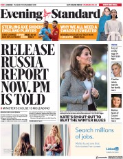 London Evening Standard () Newspaper Front Page for 13 November 2019