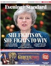 London Evening Standard () Newspaper Front Page for 13 December 2018