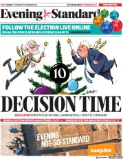 London Evening Standard () Newspaper Front Page for 13 December 2019