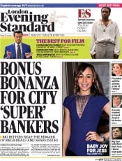 London Evening Standard () Newspaper Front Page for 13 January 2014