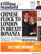 London Evening Standard () Newspaper Front Page for 13 January 2017