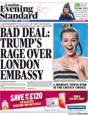 London Evening Standard () Newspaper Front Page for 13 January 2018