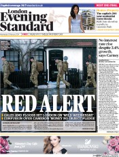 London Evening Standard () Newspaper Front Page for 13 February 2014
