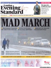 London Evening Standard () Newspaper Front Page for 13 March 2013