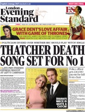 London Evening Standard () Newspaper Front Page for 13 April 2013