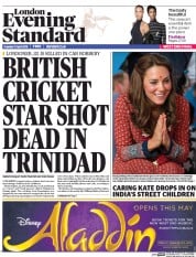 London Evening Standard () Newspaper Front Page for 13 April 2016