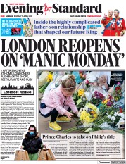 London Evening Standard () Newspaper Front Page for 13 April 2021