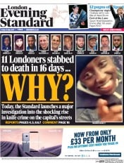 London Evening Standard () Newspaper Front Page for 13 May 2017