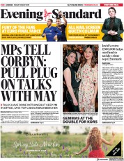 London Evening Standard () Newspaper Front Page for 13 May 2019