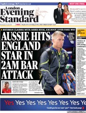 London Evening Standard () Newspaper Front Page for 13 June 2013