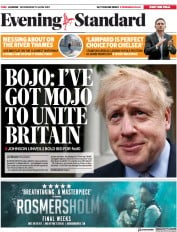 London Evening Standard () Newspaper Front Page for 13 June 2019