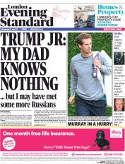 London Evening Standard () Newspaper Front Page for 13 July 2017