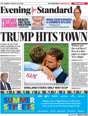 London Evening Standard () Newspaper Front Page for 13 July 2018