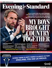 London Evening Standard () Newspaper Front Page for 13 July 2021