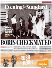 London Evening Standard () Newspaper Front Page for 13 September 2019