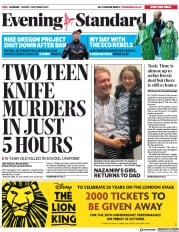 London Evening Standard () Newspaper Front Page for 14 October 2019
