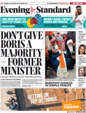 London Evening Standard () Newspaper Front Page for 14 November 2019