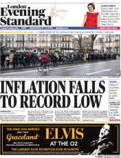 London Evening Standard () Newspaper Front Page for 14 January 2015
