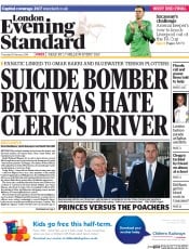 London Evening Standard () Newspaper Front Page for 14 February 2014