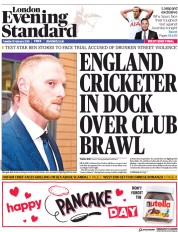 London Evening Standard () Newspaper Front Page for 14 February 2018