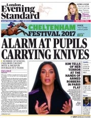 London Evening Standard () Newspaper Front Page for 14 March 2017