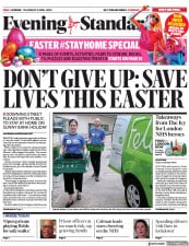 London Evening Standard () Newspaper Front Page for 14 April 2020