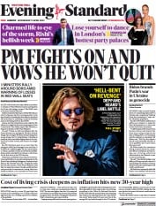 London Evening Standard () Newspaper Front Page for 14 April 2022