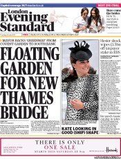 London Evening Standard () Newspaper Front Page for 14 June 2013