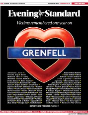 London Evening Standard () Newspaper Front Page for 14 June 2018