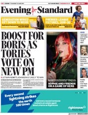 London Evening Standard () Newspaper Front Page for 14 June 2019