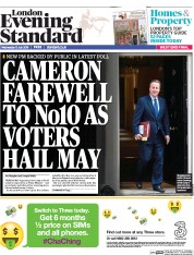 London Evening Standard () Newspaper Front Page for 14 July 2016