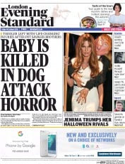 London Evening Standard () Newspaper Front Page for 15 October 2016
