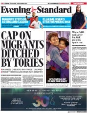 London Evening Standard () Newspaper Front Page for 15 November 2019