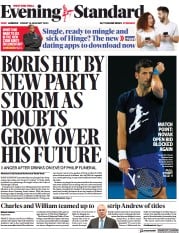 London Evening Standard () Newspaper Front Page for 15 January 2022