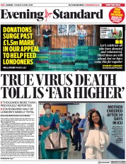 London Evening Standard () Newspaper Front Page for 15 April 2020