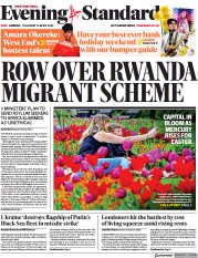 London Evening Standard () Newspaper Front Page for 15 April 2022