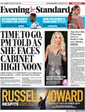 London Evening Standard () Newspaper Front Page for 15 May 2019