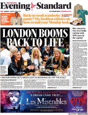 London Evening Standard () Newspaper Front Page for 15 May 2021