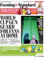 London Evening Standard () Newspaper Front Page for 15 June 2018