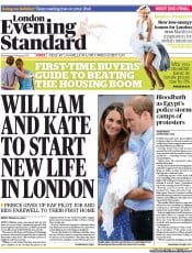 London Evening Standard () Newspaper Front Page for 15 August 2013