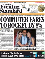 London Evening Standard () Newspaper Front Page for 15 September 2011