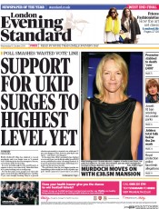 London Evening Standard () Newspaper Front Page for 16 October 2014